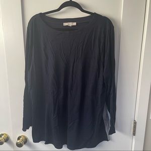 LOFT navy blue mixed media sweater size 22